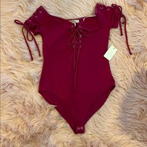 Lace up Bodysuit by Forever 21